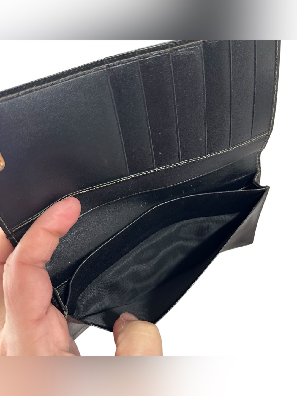 FENDI Pequin Black & Tan Leather Slim Long Bifold Wallet - Picture 7 of 13
